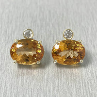 Imperial Topaz & Diamond Earrings in 18K Yellow Gold