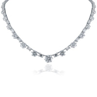 Queen Solitaire Necklace (38.05 ct Diamonds) in White Gold