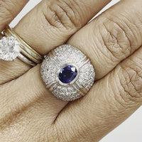 Starry Crossroads Diamond & Sapphire Ring (3.60 ct Sapphire & Diamonds) in White Gold