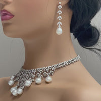 Diamond & Pearl Vines Suite (191.35 ct Pearls & Diamonds) in White Gold