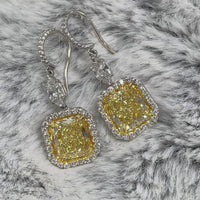 Exuberance Earrings (8.47 ct Radiant Fancy Yellow Internally Flawless GIA Diamonds) in Platinum