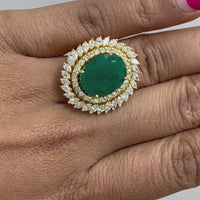 Shanaya Emerald & Diamond Cocktail Ring (8.40 ct Emerald) in Gold