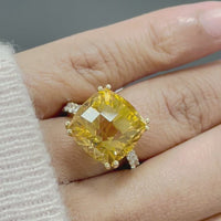 Pot of Gold Citrine Ring (13.44 ct Citrine & Diamonds) in Yellow Gold