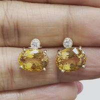 Imperial Topaz & Diamond Earrings in 18K Yellow Gold