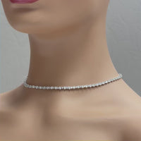 Big & Small Diamond Necklace (6.85 ct Diamonds) in White Gold