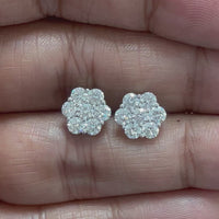 Flower Cluster Diamond Studs (1.47 ct Diamonds) in White Gold