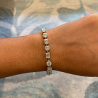 Emerald Cut & Round Diamond Tennis Bracelet (17.90 ct Diamonds) in Platinum