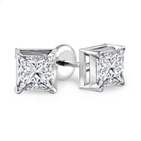 Princess Solitaire Diamond Studs (0.39 ct Diamonds) in White Gold