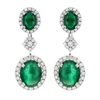 Beauvince Edith Emerald & Diamond Necklace & Earrings Suite (210.67 ct Gemstones)