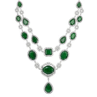 Beauvince Edith Emerald & Diamond Necklace & Earrings Suite (210.67 ct Gemstones)