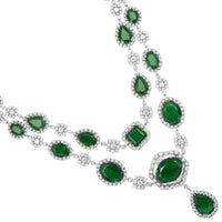 Beauvince Edith Emerald & Diamond Necklace & Earrings Suite (210.67 ct Gemstones)