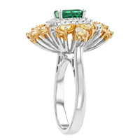 Beauvince Flora Halo Ring (2.33 ct Emerald & Diamonds) in 18K Yellow Gold