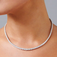 Beauvince Graduated Tennis Necklace (12 ct Diamonds) in 18K White Gold