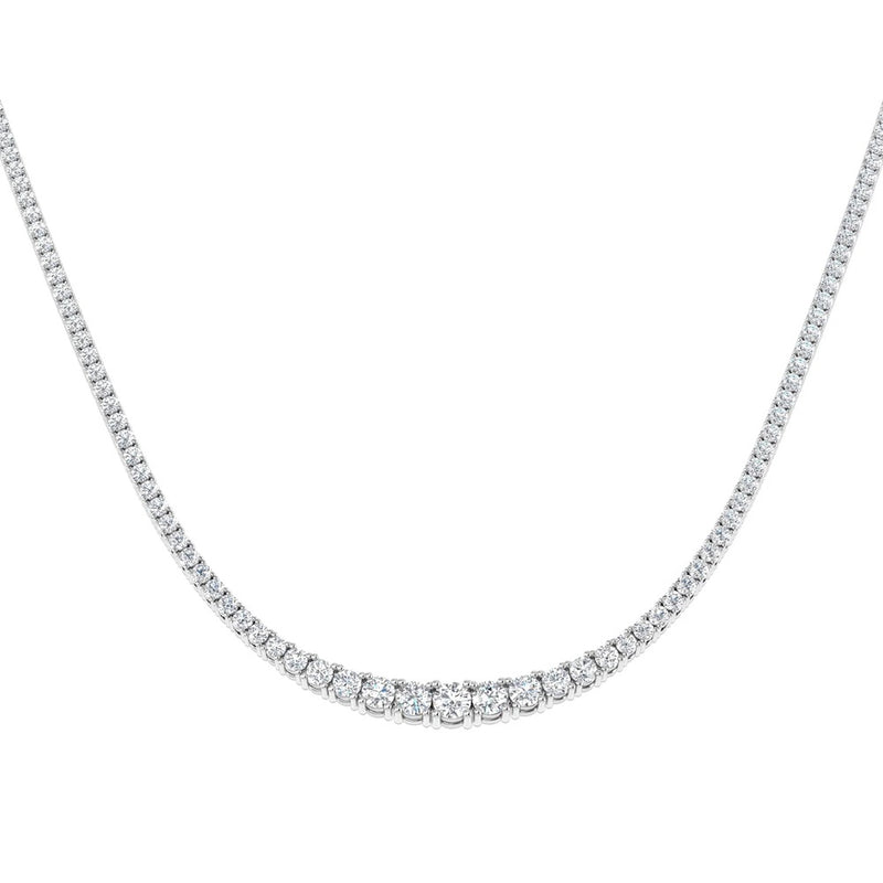 Beauvince Graduated Tennis Necklace (12 ct Diamonds) in 18K White Gold