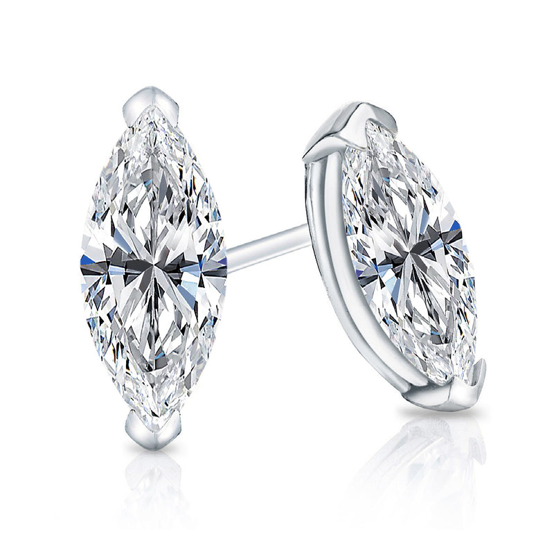 Beauvince Marquise Solitaire Studs (2.00 ct G-H SI1 GIA Diamonds) in White Gold