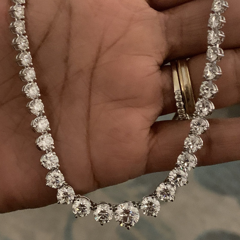 Graduated Riviera Tennis Necklace (25 ct EF VVS GIA Diamonds) in
