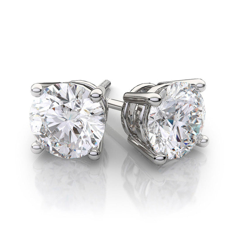 Beauvince GIA FVVS2 Certified 2.01 Carat Round Solitaire Diamond Studs