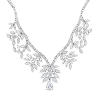 Spring Cluster Diamond Necklace (25.08 ct Diamonds) in White Gold