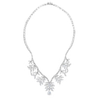 Spring Cluster Diamond Necklace (25.08 ct Diamonds) in White Gold