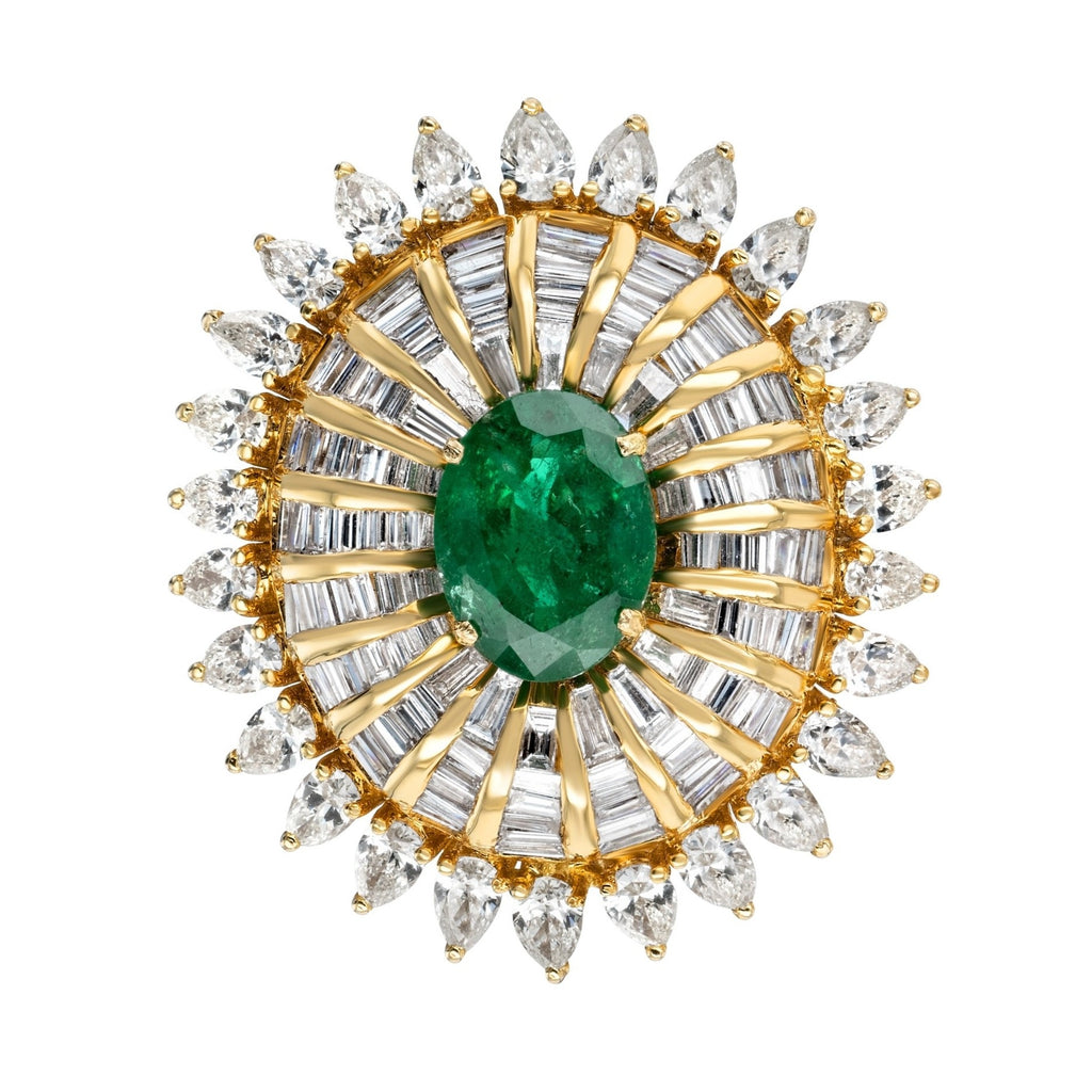 Merida Rings Merida Emerald & Diamond Cocktail Ring (7.19 ct Gemstones) in Gold ...