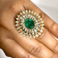 Merida Emerald & Diamond Cocktail Ring (7.19 ct Gemstones) in 18K Gold