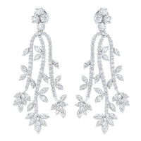 Beauvince Vines Diamond Earrings (11.39 ct Diamonds) in White Gold