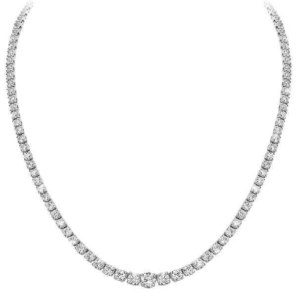 Beauvince Graduated Tennis Necklace (16.60 ct Diamonds) in White Gold
