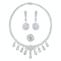 Beauvince Czarina Necklace, Earrings & Ring Suite (38.41 ct Diamonds) in 18K White Gold