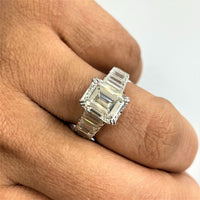 Steps Engagement Ring (3.20 Emerald Cut IVVS2 GIA Diamond) in White Gold