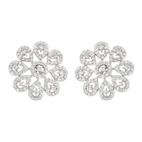 Beauvince Floral Diamond Earrings (1.51 ct Diamonds) in White Gold