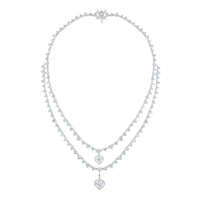 Beauvince Heart 2 Row Necklace (23.32 ct Diamonds) in 18K White Gold