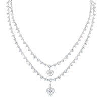 Beauvince Heart 2 Row Necklace (23.32 ct Diamonds) in 18K White Gold