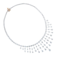 Beauvince Ivy Tiara Fringe Necklace (28.68 ct Diamonds) in 18K White Gold