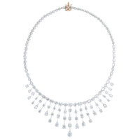 Beauvince Ivy Tiara Fringe Necklace (28.68 ct Diamonds) in 18K White Gold