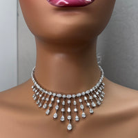 Beauvince Ivy Tiara Fringe Necklace (28.68 ct Diamonds) in 18K White Gold