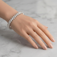 Beauvince Inaya Marquise Solitaire Diamond Bangle in Platinum