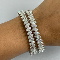 Beauvince Inaya Marquise Solitaire Diamond Bangle in Platinum