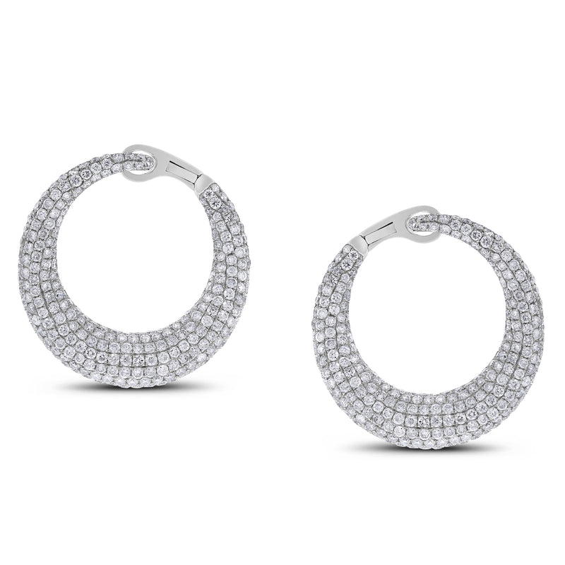 Beauvince Crescent Moon Diamond Earrings (6.24 ct Diamonds) in White Gold