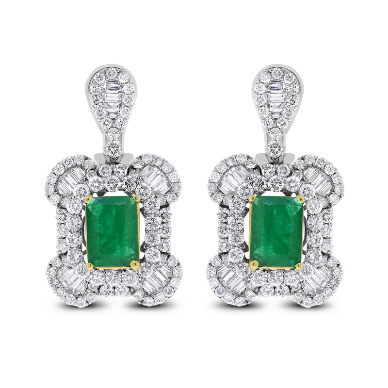 Beauvince Georgia Earrings (5.62 ct Emeralds & Diamonds) in White Gold