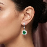 Beauvince Gina Earrings (6.45 ct Emeralds & Diamonds) in 18K White Gold