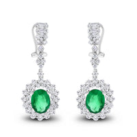 Beauvince Gina Earrings (6.45 ct Emeralds & Diamonds) in 18K White Gold