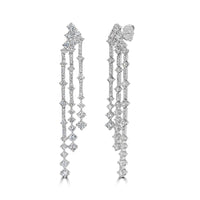 Big & Small Diamond Earrings (4.41 ct Diamonds) in White Gold