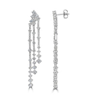 Big & Small Diamond Earrings (4.41 ct Diamonds) in White Gold