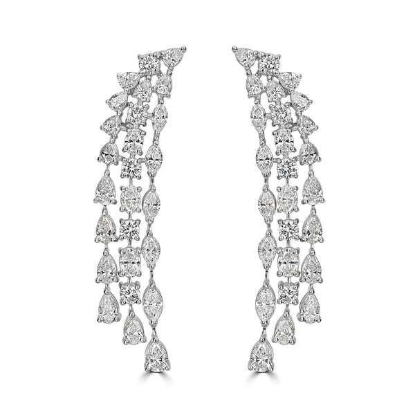 Beauvince Falls Diamond Earrings (9.79 ct Diamonds) in Platinum