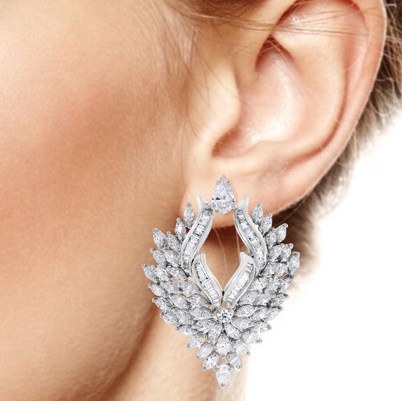 Beauvince Ayana Diamond Earrings (10.92 ct Diamonds) in White Gold