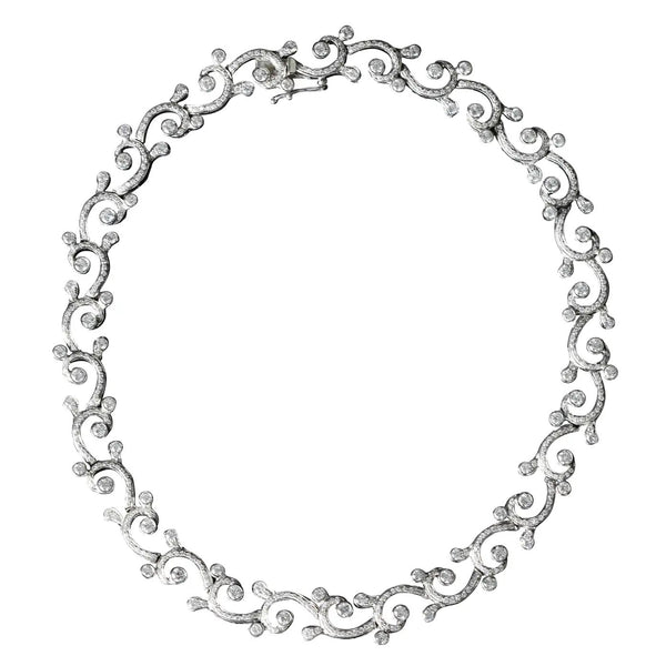 Beauvince Waves & Tides Necklace (12.16 ct Diamonds) in White Gold