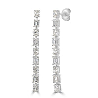 Beauvince Mixed Cut Linea Earrings (3.89 ct Diamonds) in White Gold