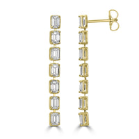 Beauvince Emerald Cut Linea Earrings (3.60 ct Diamonds) in Gold