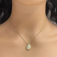 Pear Drop Pendant Necklace (0.85 ct Diamonds) in Yellow Gold
