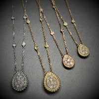 Pear Drop Mini Pendant Necklace (0.55 ct Diamonds) in Rose Gold